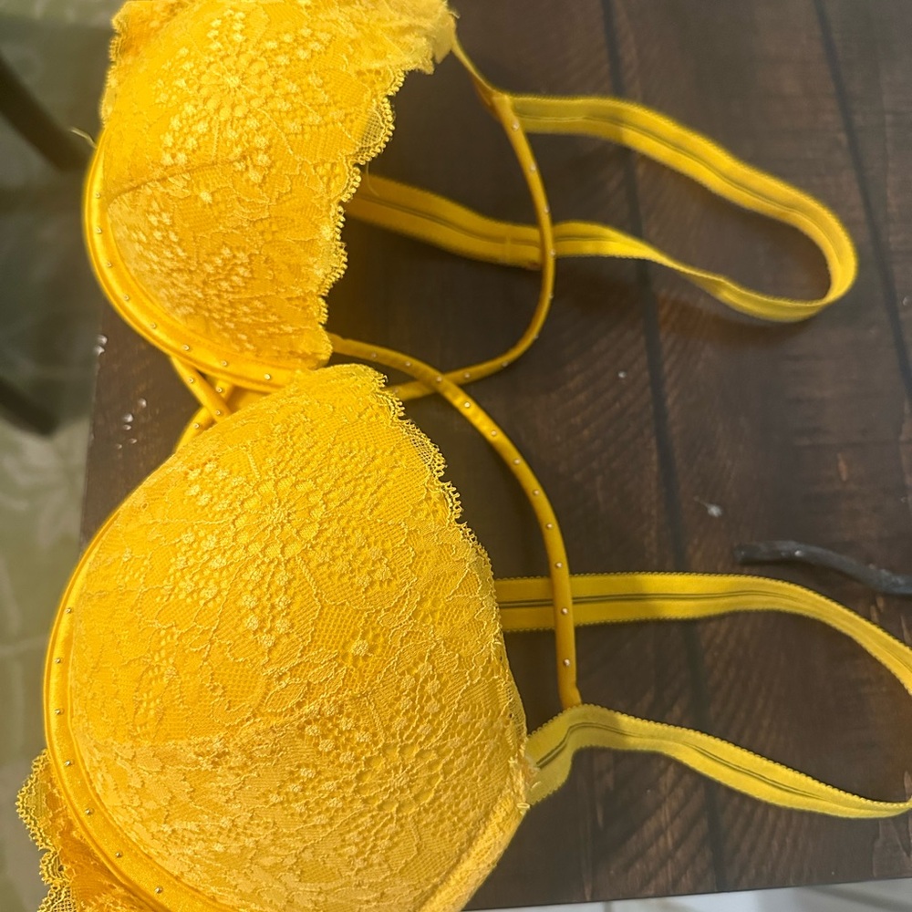 PINK Victoria's Secret Yellow Textured Bra Intimates